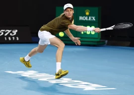 italy s jannik sinner in action during his fourth round match against italy s luciano darderi photo reuters