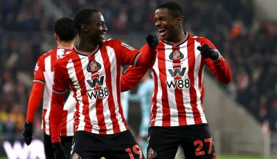 sunderland s habib diarra celebrates scoring their second goal with noah sadiki photo reuters