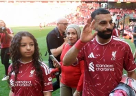 liverpool s mohamed salah with his wife magi and daughter makka after playing his last match for the club photo reuters
