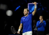 team europe s casper ruud celebrates after winning his singles match against team world s francisco cerundolo photo reuters