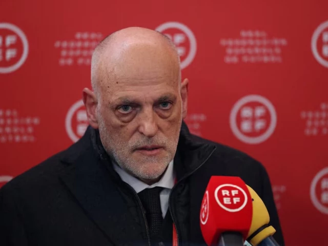 laliga president javier tebas speaks to the media after being elected president of spain s football federation in 2014 photo reuters laliga president javier tebas speaks to the media after being elected president of spain s football federation in 2014 photo reuters