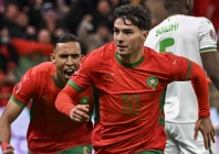brahim diaz runs away in celebration after scoring for morocco against comoros in the opening game of the africa cup of nations on sunday photo afp