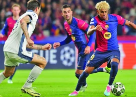 lamine yamal lit up the semi final first leg clash as barca and inter drew a six goal thriller photo afp