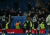 chelsea s fans make their feelings known to the players after tuesday s defeat at brighton photo afp