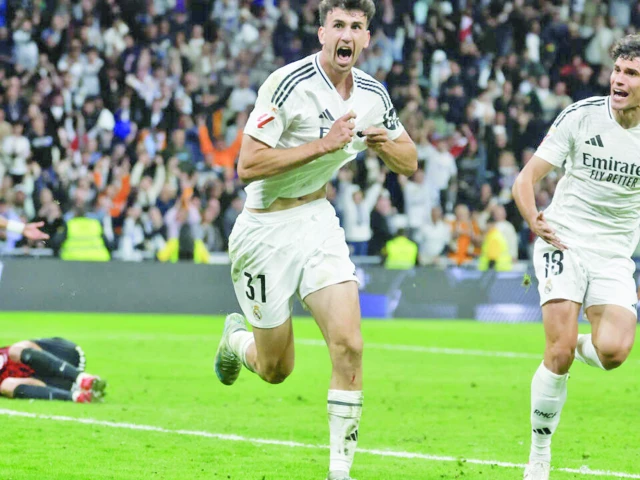 real madrid s spanish defender jacobo ramon celebrates scoring the winner against mallorca photo afp