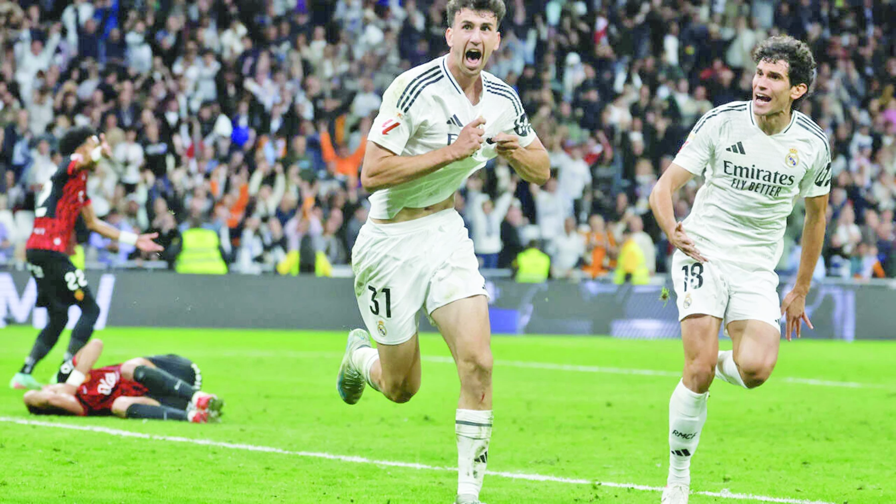 real madrid s spanish defender jacobo ramon celebrates scoring the winner against mallorca photo afp