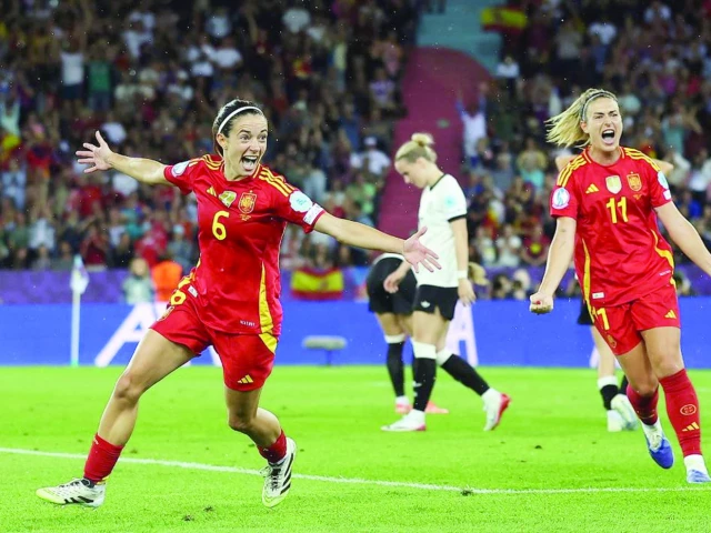 aitana bonmati celebrates after scoring spain s extra time winner against germany photo afp
