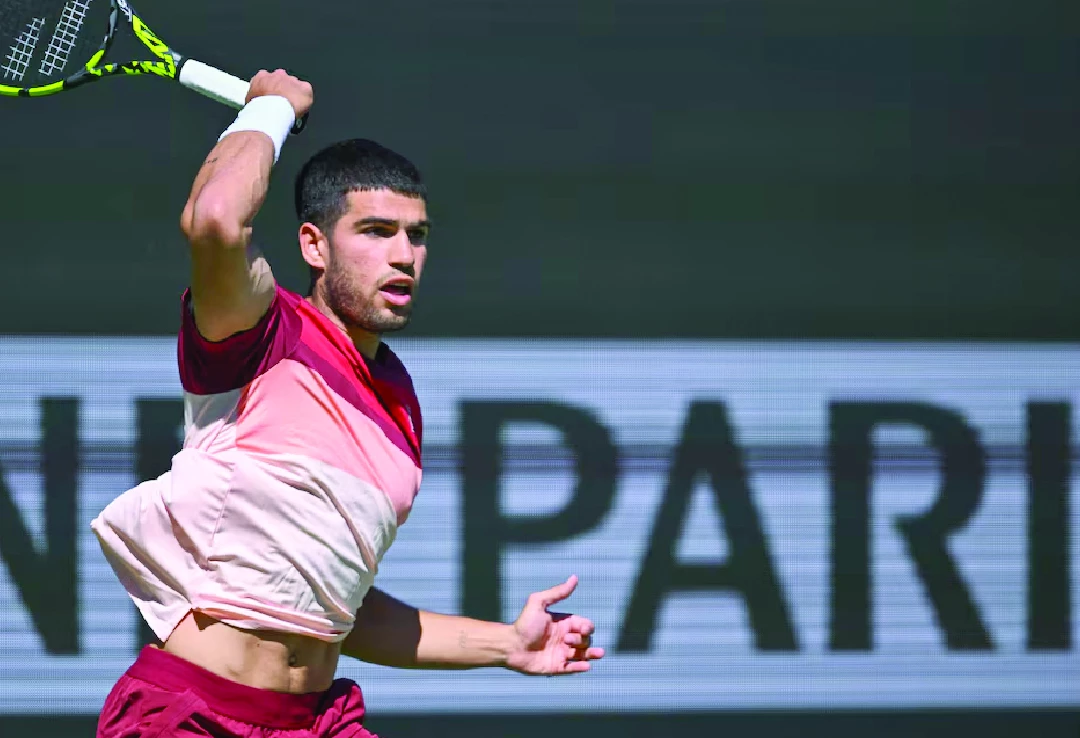 carlos alcaraz hits a ball against quentin halys at indian well tennis garden photo reuters carlos alcaraz hits a ball against quentin halys at indian well tennis garden photo reuters