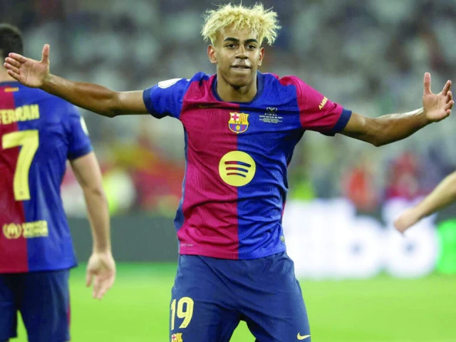 barcelona s spanish forward lamine yamal celebrates during the copa del rey final win over real madrid photo afp barcelona s spanish forward lamine yamal celebrates during the copa del rey final win over real madrid photo afp