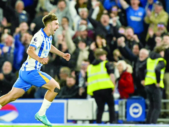 brighton s jack hinshelwood celebrates after scoring against liverpool photo afp brighton s jack hinshelwood celebrates after scoring against liverpool photo afp