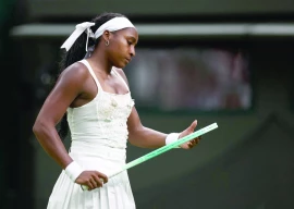 coco gauff looks disappointed as she crashed out of wimbledon early photo afp