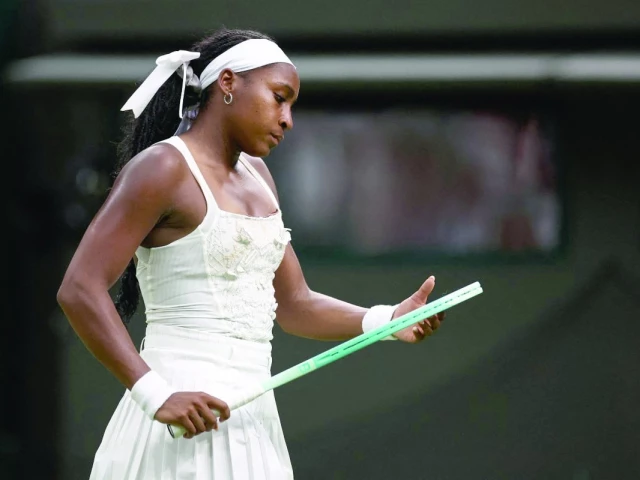 coco gauff looks disappointed as she crashed out of wimbledon early photo afp