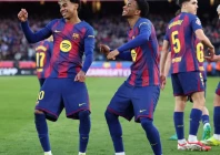 barcelona forward lamine yamal l celebrates scoring his team s second goal in the win over mallorca photo afp