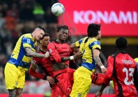 ac milan s rafael leao in action with parma s lautaro valenti photo reuters