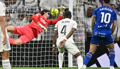 getafe s uruguayan forward martin satriano scores the winner against real madrid at the santiago bernabeu on monday photo afp
