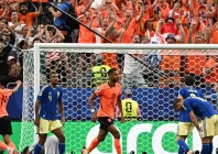 netherlands forward cody gakpo celebrates after scoring his team s fourth goal in a 5 1 thrashing of sweden photo afp