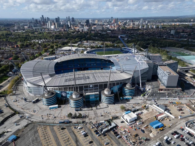an aerial view shows the etihad stadium the home ground of manchester city football club in manchester photo afp an aerial view shows the etihad stadium the home ground of manchester city football club in manchester photo afp