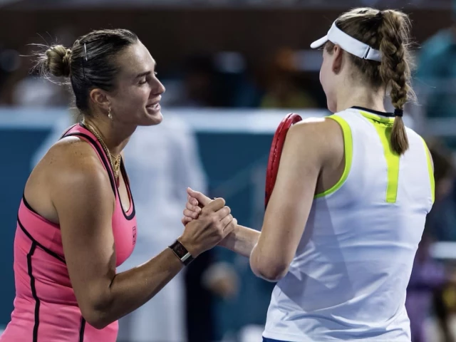 aryna sabalenka shakes hands with elena rybakina after beating her in the semi finals of the women s singles at the miami open photo reuters file aryna sabalenka shakes hands with elena rybakina after beating her in the semi finals of the women s singles at the miami open photo reuters file