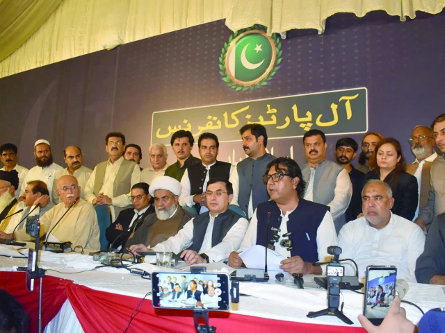 opposition leaders attend the apc in islamabad photo express