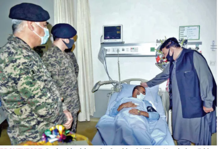 braveheart during his visit to the combined military hospital on friday interior minister sheikh rashid inquires after the health of an officer injured in a clash with violent protesters earlier in the week braveheart during his visit to the combined military hospital on friday interior minister sheikh rashid inquires after the health of an officer injured in a clash with violent protesters earlier in the week
