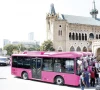 safe ride the women only pink bus fleet is parked at frere hall during the inauguration ceremony while women enjoy a free ride on the first day of the service photo agencies express