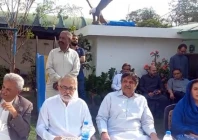 grand democratic alliance gda leaders holding a press conference at pagara house in karachi on monday february 12 2024 screengrab grand democratic alliance gda leaders holding a press conference at pagara house in karachi on monday february 12 2024 screengrab