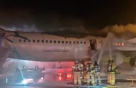 firefighters try to put out the fire from an air busan plane at gimhae international airport in busan south korea january 28 2025 photo reuters