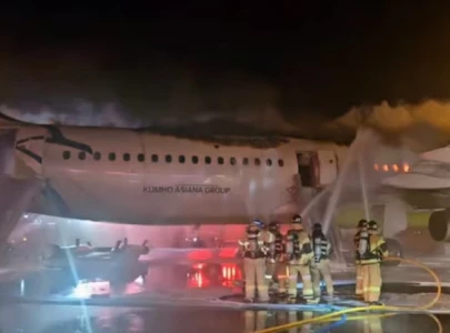 south korea plane catches fire