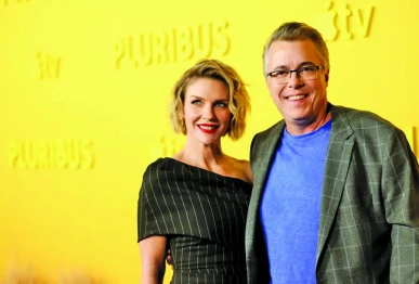 rhea seehorn and vince gilligan at a promotional event for pluribus photo the hollywood reporter