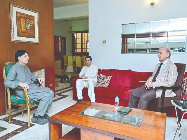 prime minister shehbaz sharif exchanges views with chaudhry nisar ali khan at his residence in rawalpindi photo ppi prime minister shehbaz sharif exchanges views with chaudhry nisar ali khan at his residence in rawalpindi photo ppi