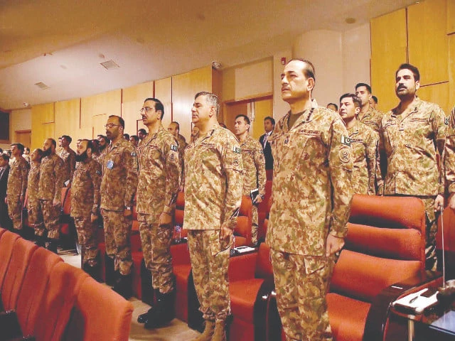 field marshal syed asim munir and other military commanders stand up in respect of the national anthem photo nni field marshal syed asim munir and other military commanders stand up in respect of the national anthem photo nni
