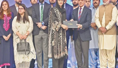 prime minister shehbaz sharif awards a laptop to a student in islamabad photo online