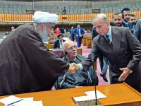 pm shehbaz sharif shakes hands with senate opposition leader allama raja nasir abbas