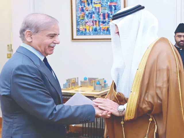 prime minister shehbaz sharif receives saudi ambassador nawaf bin saeed al malikiy in islamabad photo ppi