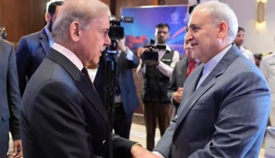 pm shehbaz interacts with ambassador of iran to pakistan h e reza amiri moghadam at pakistan international maritime expo and conference on june 16 photo x com govtofpakistan