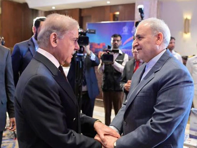 pm shehbaz interacts with ambassador of iran to pakistan h e reza amiri moghadam at pakistan international maritime expo and conference on june 16 photo x com govtofpakistan pm shehbaz interacts with ambassador of iran to pakistan h e reza amiri moghadam at pakistan international maritime expo and conference on june 16 photo x com govtofpakistan