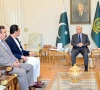 prime minister shehbaz sharif meets newly elected azad jammu and kashmir prime minister syed iftikhar ali gilani in islamabad on wednesday photo app