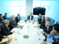 prime minister shehbaz sharif and iranian president masoud pezeshkian lead their respective delegations during a meeting on the sidelines of the 81st unga session in new york on thursday photo x pmo