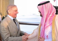 deputy governor of makkah prince saud bin mishal bin abdulaziz receives prime minister shehbaz sharif upon his arrival in jeddah on thursday for a three day official visit to saudi arabia photo pmo