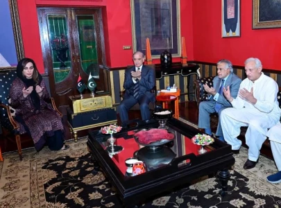 pm shehbaz arrives in karachi visits ppp s sherry rehman to condole daughter s passing