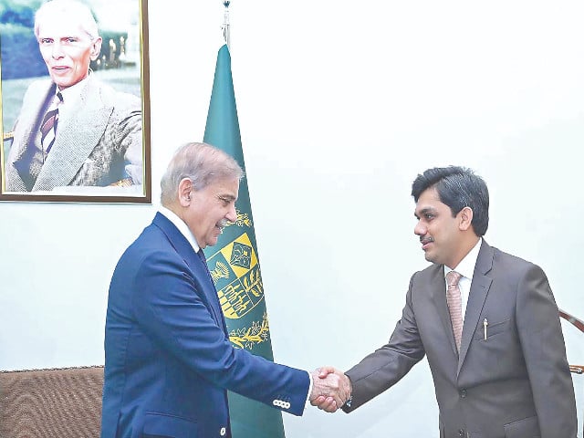 sapm huzaifa rehman calls on prime minister shehbaz sharif photo inp