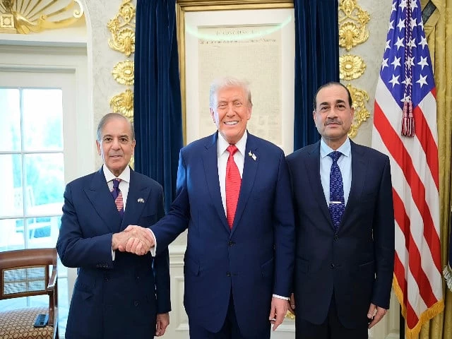 prime minister shehbaz sharif and field marshal asim munir meet us president donald trump at the white house in washington dc on september 25 2025 photo handout