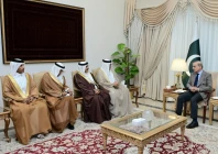 prime minister shehbaz in a meeting with bahraini foreign minister dr abdullatif bin rashid al zayani who is visiting pakistan to co chair the 3rd session of the pakistan bahrain joint ministerial commission alongside pakistan s deputy prime minister and fm ishaq dar photo pmo