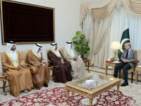 prime minister shehbaz in a meeting with bahraini foreign minister dr abdullatif bin rashid al zayani who is visiting pakistan to co chair the 3rd session of the pakistan bahrain joint ministerial commission alongside pakistan s deputy prime minister and fm ishaq dar photo pmo