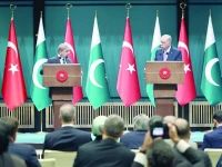 prime minister shehbaz sharif and turkiye president recep tayyip erdogan speak at a joint press conference in ankara photo anadolu agency