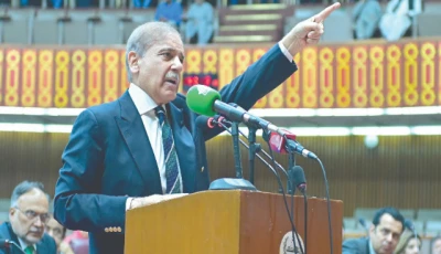 prime minister shehbaz sharif addresses the national assembly in islamabad photo afp