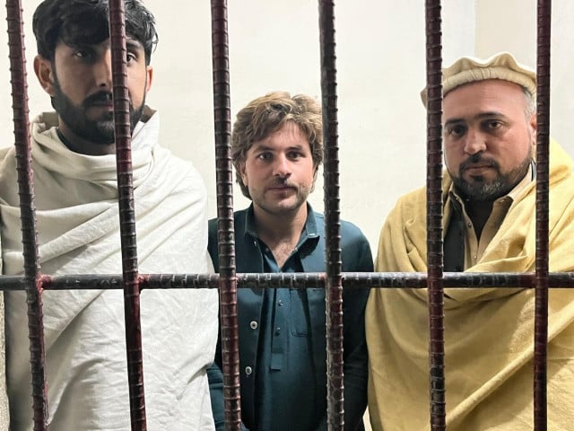 Dirtrict Police Lower Dir arrested three suspects for their alleged involvement in a firing incident at family home of cricketer Naseem Shah. Photo: Express
