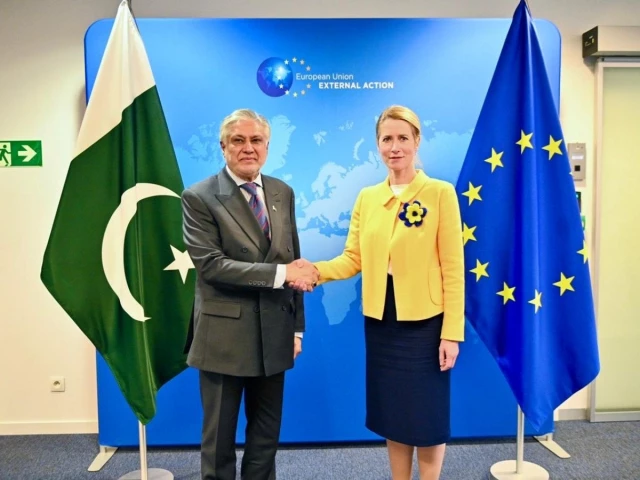 deputy prime minister ishaq dar and the eu high representative vice president kaja kallas in brussels photo mofa