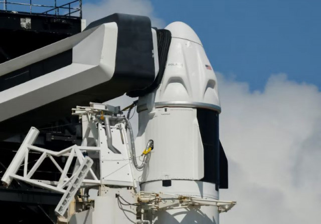 a spacex falcon 9 rocket is prepared for launch of polaris dawn a private human spaceflight mission at the kennedy space center in cape canaveral florida us photo reuters a spacex falcon 9 rocket is prepared for launch of polaris dawn a private human spaceflight mission at the kennedy space center in cape canaveral florida us photo reuters