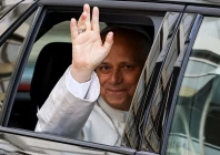 pope leo waves from inside a car as he leaves gemelli hospital following his lung surgery and cancer diagnosis in rome italy october 17 2026 photo reuters